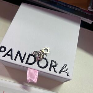 Pandora Silver Charm with Pink and Clear Details